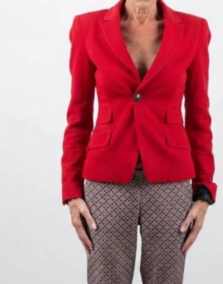Pantalón estampado Mango negro y rojo