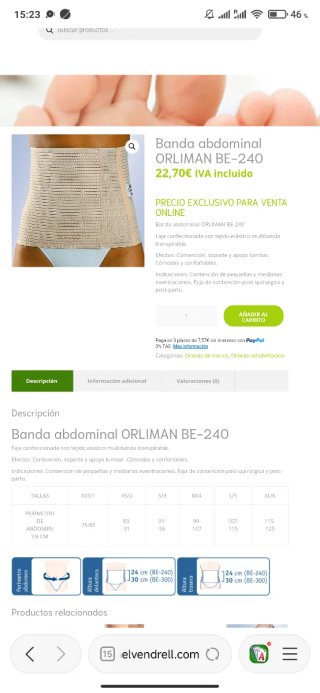 Faja Abdominal Orliman BE-240 Beige, size 3