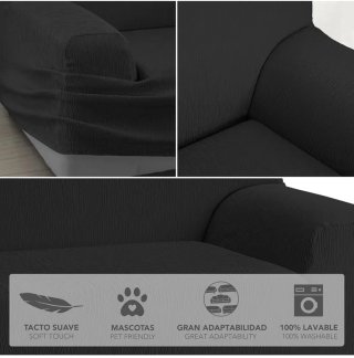 Funda de Sofá Elástica 2 Plazas negro