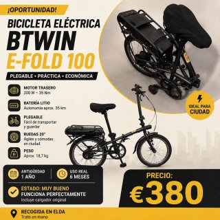 Bicicleta Eléctrica Plegable Btwin E-Fold 100