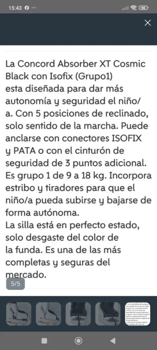 Silla coche Concord bebé