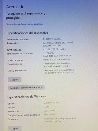 Ordenador HP 280 G2 MT i3 3,7 Ghz, 8GB, 240GB SSD