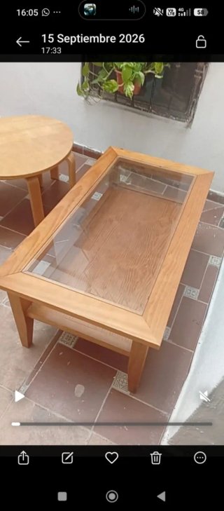 Mesa de centro madera y cristal