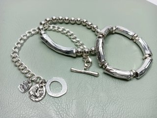Conjunto 3 Pulseras Plata Estilo Boho