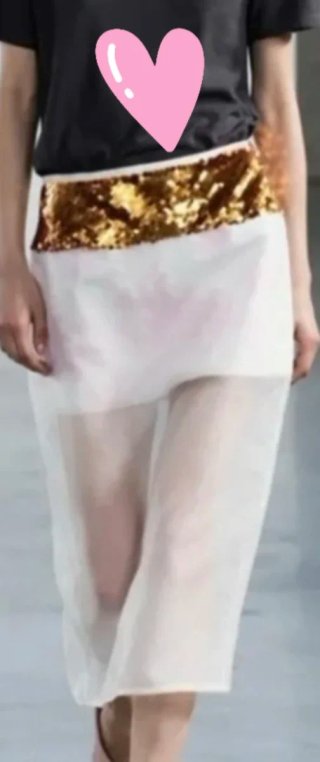 Falda midi Zara lentejuelas doradas y transparente