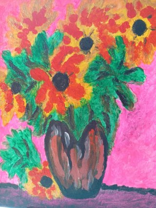 Quadro Girasoli Dipinto a Mano 24x30