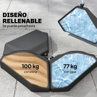 Base Sombrilla 4 Piezas Rellenable hasta 100kg