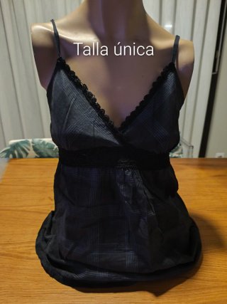 Camisero Negro a Cuadros Talla Única