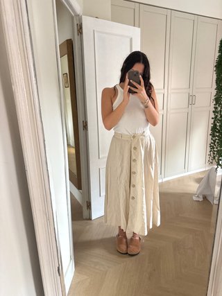 Falda midi lino Zara Talla M