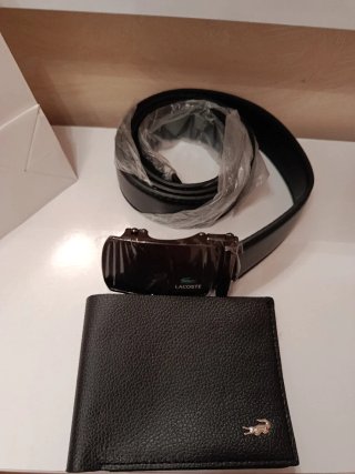 Cinturón y Cartera Lacoste Negro SOLO ENVIO