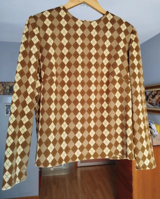 Blusa vintage rombos marrón y beige