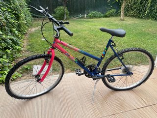 Bicicleta de chica azul y rosa