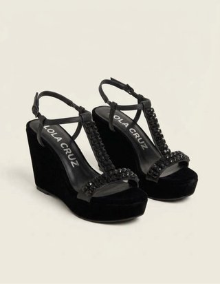 Sandalias cuña Lola Cruz negras