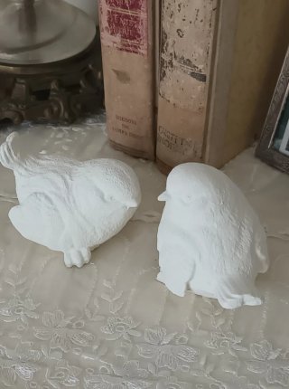Set 2 Uccellini in Gesso Shabby Chic