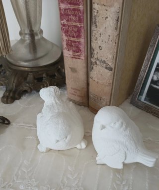 Set 2 Uccellini in Gesso Shabby Chic