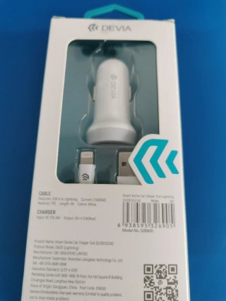 Cargador Coche Devia 2 USB + Cable 1m Lightning
