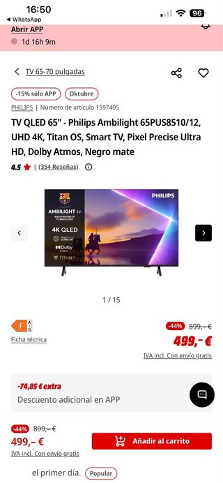 Televisor Philips 4K Negro