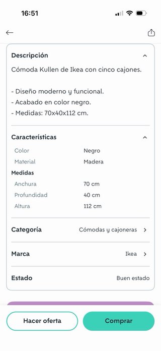 Cómoda Ikea 5 Cajones Negra
