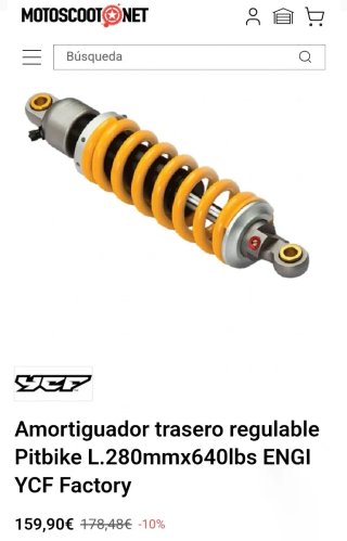 Amortiguador Trasero Pitbike YCF