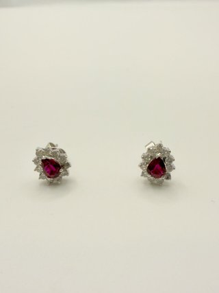 PENDIENTES 18K DIAMANTES Y RUBI 3,04GR