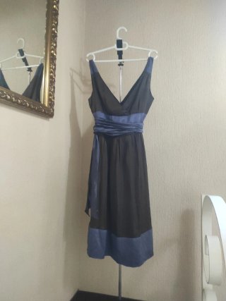 Vestido Zara Basic marrón y azul lavanda talla L