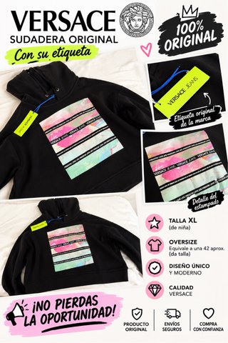 Sudadera Versace Original Negra Talla XL