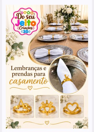 Porta guardanapo dourado para casamento