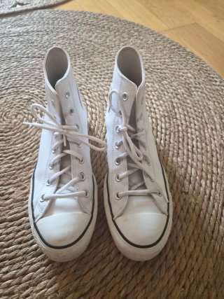 Converse All Star Blancas de Piel con plataforma
