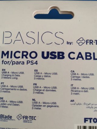 Cable Micro USB FR-TEC 3m PS4