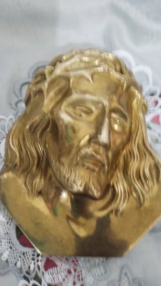 Testa Gesù Ottone 19x16,5 cm