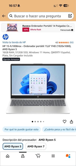 Portátil HP 15-fd0188ns 15.6 i5 16GB RAM 512GB
