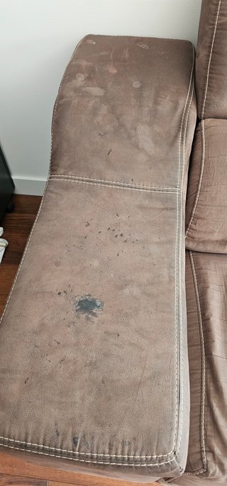 Sofá chaise longue marrón tela muy comodo.