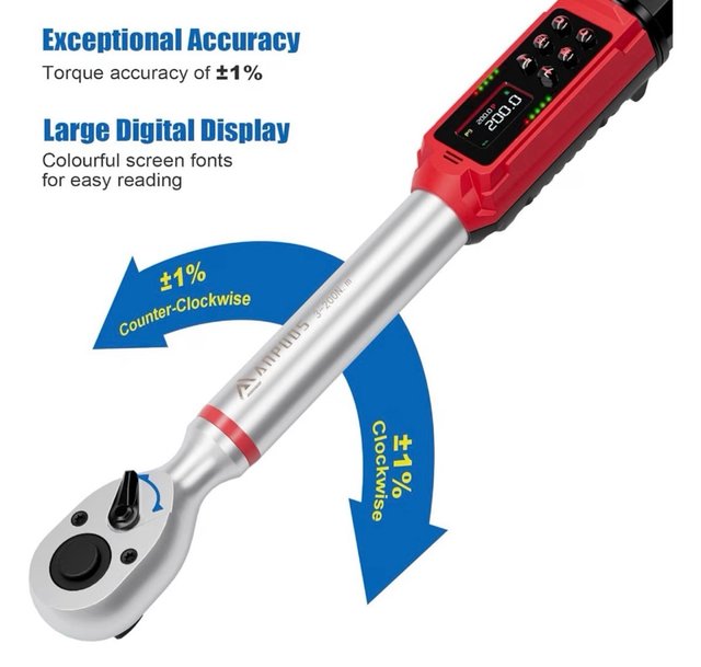 Llave Dinamométrica Digital ANPUDS 1/2 3-200 Nm