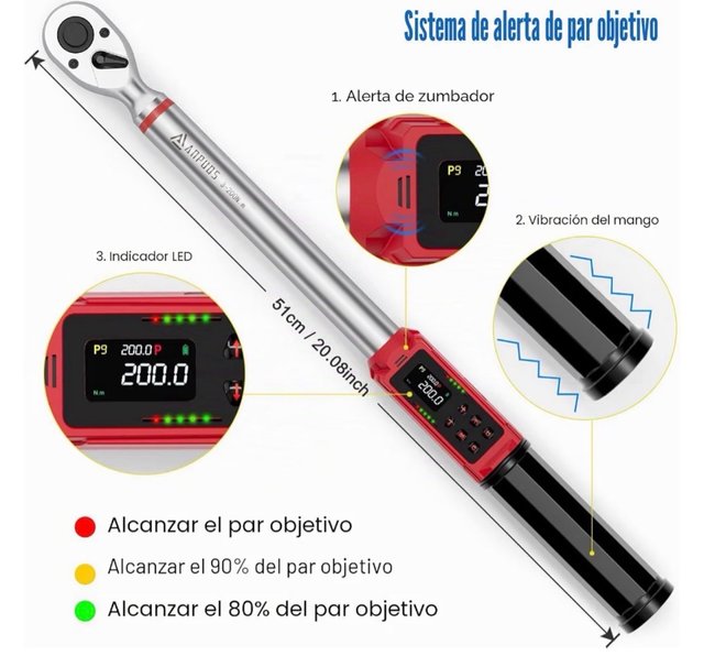 Llave Dinamométrica Digital ANPUDS 1/2 3-200 Nm