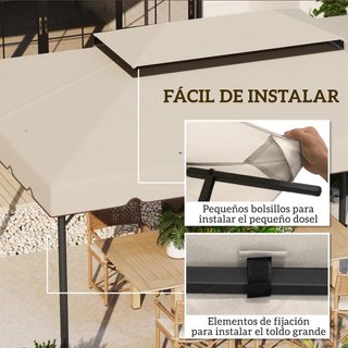 Toldo Recambio Cenador 4x3m Techo Doble Beige