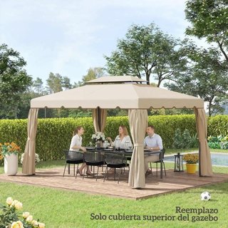 Toldo Recambio Cenador 4x3m Techo Doble Beige