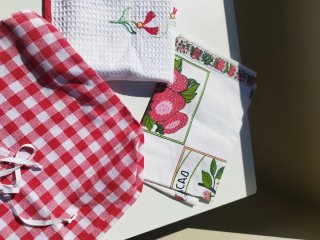 Set 2 strofinacci e sacca in cotone