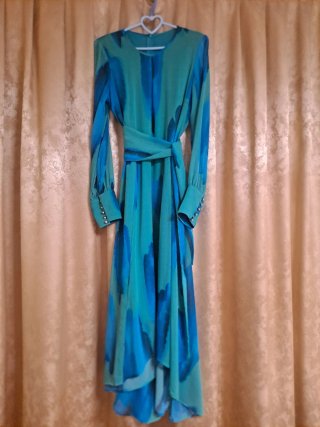Vestido Moda Disparate Azul y Verde