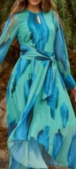 Vestido Moda Disparate Azul y Verde