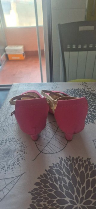 Zapatos de baile salón rosa y dorado
