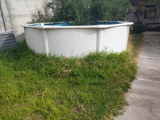 Piscina Gres Blanca y Azul. Depuradora de arena.