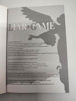 LIAR GAME Shinobu Kaitani 3 Planeta Deagostini