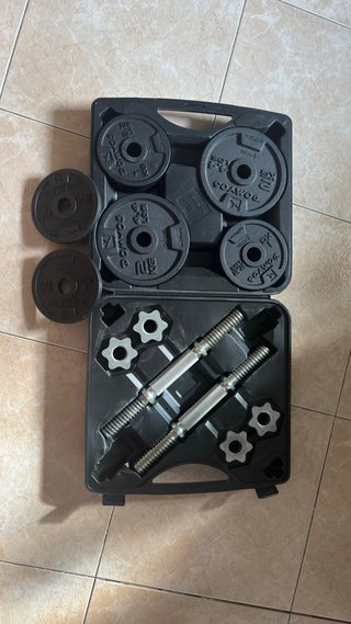 Mancuernas Domyos 20kg musculación con maletín
