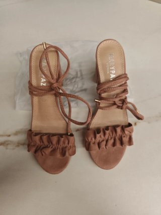 Sandalias MARYPAZ rosa tacon lazo volantes talla 3