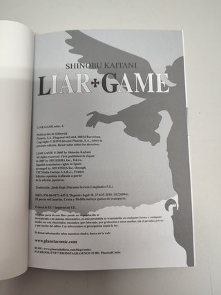 LIAR GAME Shinobu Kaitani 4 Planeta Deagostini