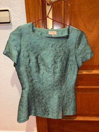 (M-38) Top/Blusa elegante tejido turquesa Presente