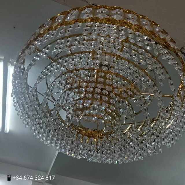 Lámpara araña vintage dorada cristal