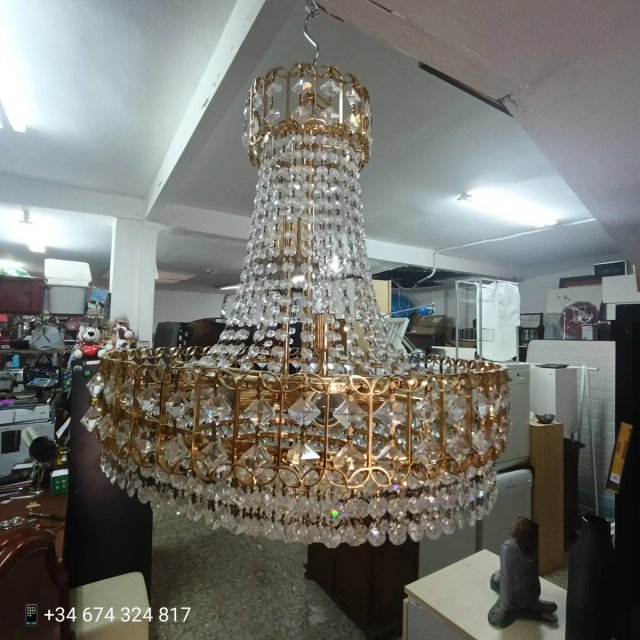 Lámpara araña vintage dorada cristal