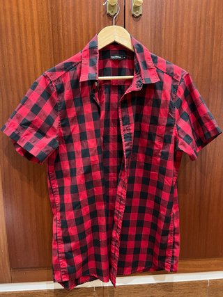 Camisa Inextenso a Cuadros Roja y Negra Talla M