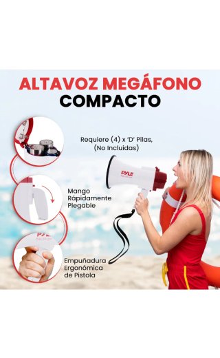 Megáfono Pyle Portátil Altavoz Sirena Compacto